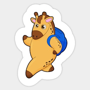 Giraffe as Student with Backpack Sticker